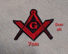 BORDADO  PATCH  MA��NICO  ESQUADRO/COMPASSO  VERMELHO