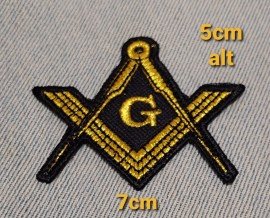 BORDADO PATCH MA��NICO ESQUADRO/COMPASSO AMARELO